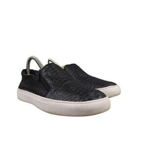 Report Shoes Womens 7 Sneakers Fashion Casual Zip Black Snakeskin Faux Leather